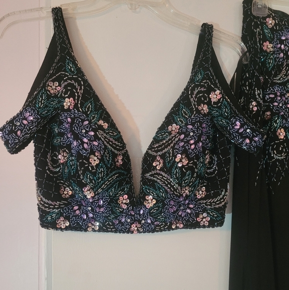 2 piece Rachel Allan hand beaded prom dress. Women's 4 - Picture 1 of 15